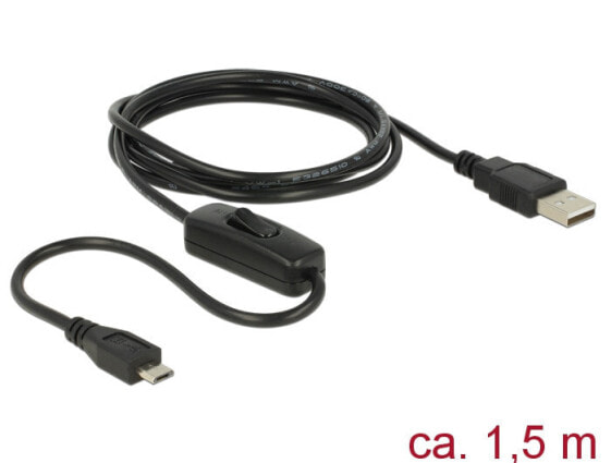 Delock 84803 - 1.5 m - USB A - Micro-USB B - USB 2.0 - Black