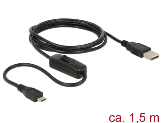 Разъем USB 2.0 Delock 84803 - 1,5 м - USB A - Micro-USB B - черный