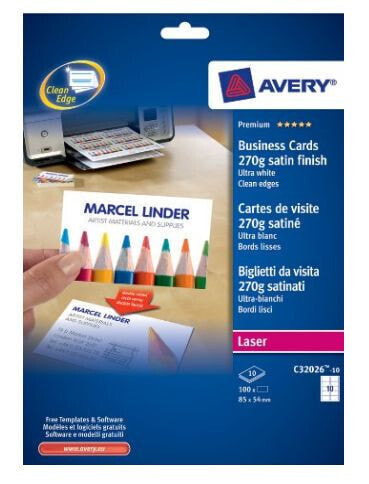 Avery Zweckform Avery C32026-10 - Laser - Paper - Satin - 270 g/m² - 85 mm - 54 mm