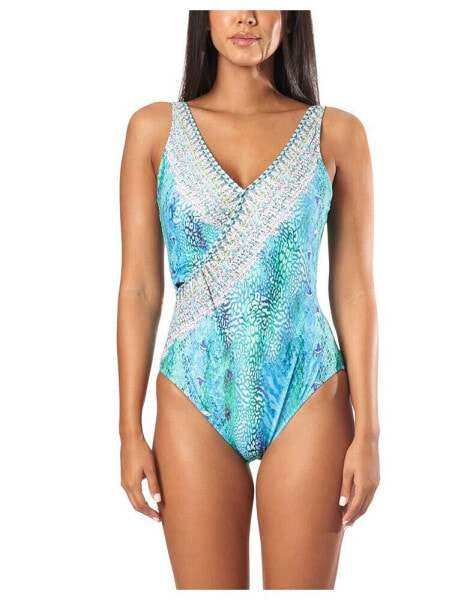 Women's Wrap Design One Piece Swimsuit