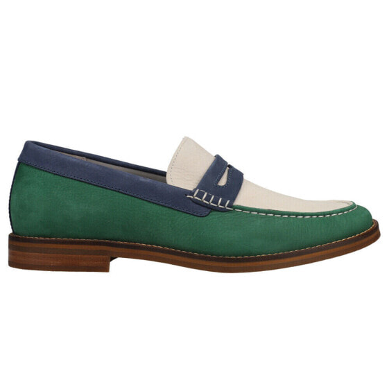 Sperry Gold Cup Exeter Penny Loafer Moc Toe Dress Mens Blue, Green, Off White D