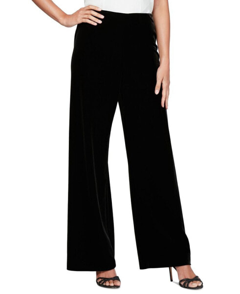 Women's Velvet Flat-Front Pull-On Pants