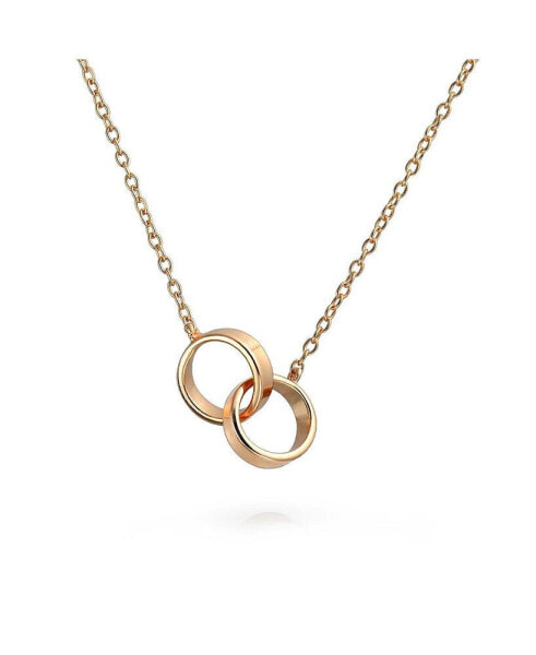 BFF Friendship Double Infinity Love Pendant Two Interlocking Eternity Circles Necklace Mother Daughter Couples Rose Gold Plated Sterling Silver