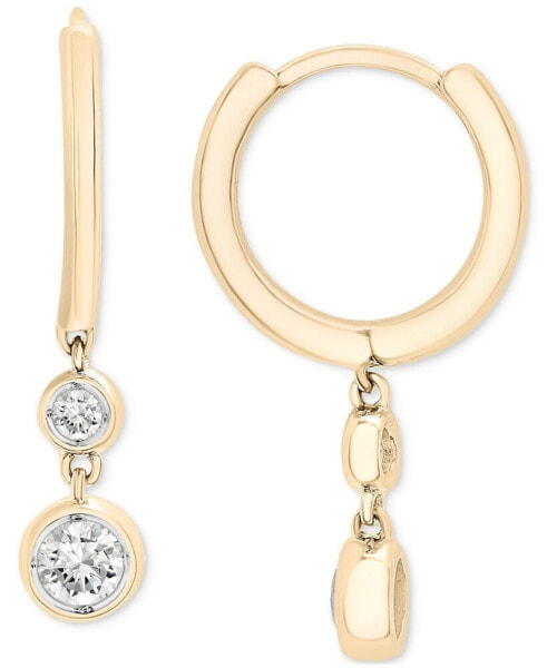 Diamond Double Bezel Dangle Hoop Earrings (1/4 ct. t.w.) in 14k Gold, Created for Macy's