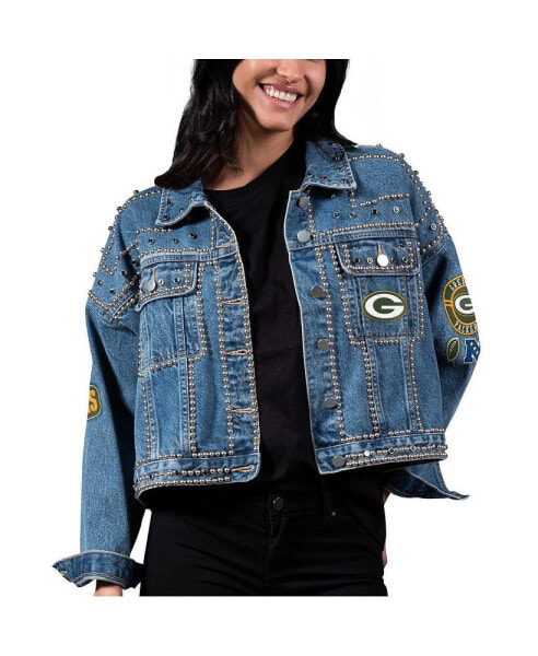 Women's Green Bay Packers First Finish Medium Denim Full-Button Jacket