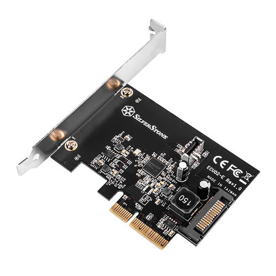 SilverStone ECU02-E - PCIe - USB 3.2 Gen 2 (3.1 Gen 2) - Low-profile - PCIe 3.0 - Black - 10 Gbit/s