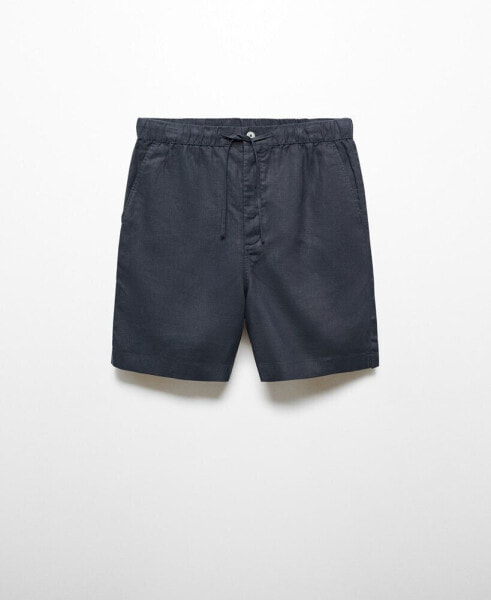 Men's 100% Linen Bermuda Drawstring Shorts