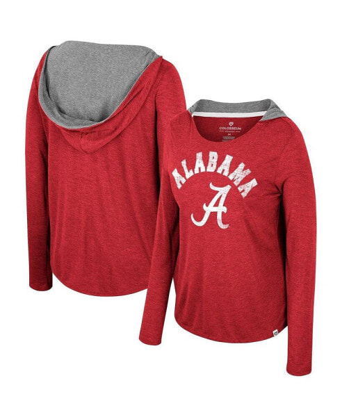 Women's Alabama Tide Distressed Heather Long Sleeve Hoodie T-shirt