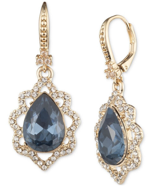 Gold-Tone Crystal & Pear-Shape Stone Drop Earrings