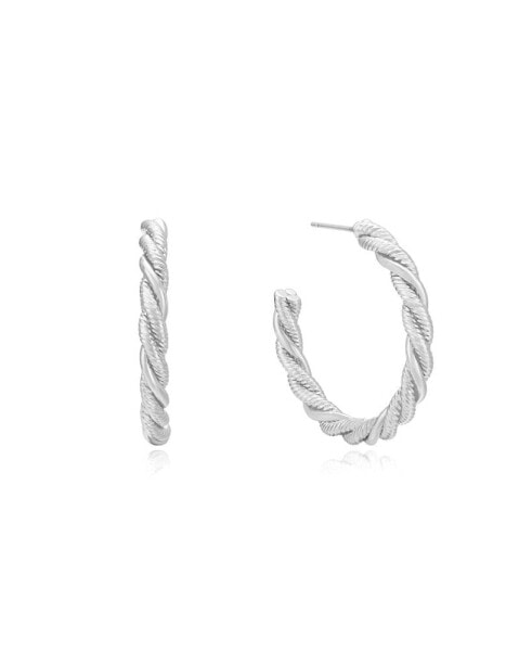 Silver Plated Spun Strands Hoop Earrings