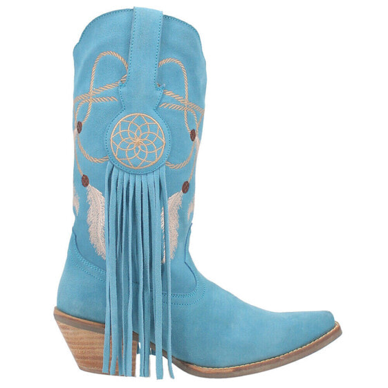 Dingo Day Dream Fringe Embroidery Round Toe Cowboy Womens Blue Casual Boots DI1