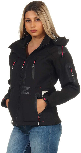 Geographical Norway Women's Softshell Hooded Jacket, Windbreaker, Resistant, Outdoor Activities, Hiking, Autumn, Spring