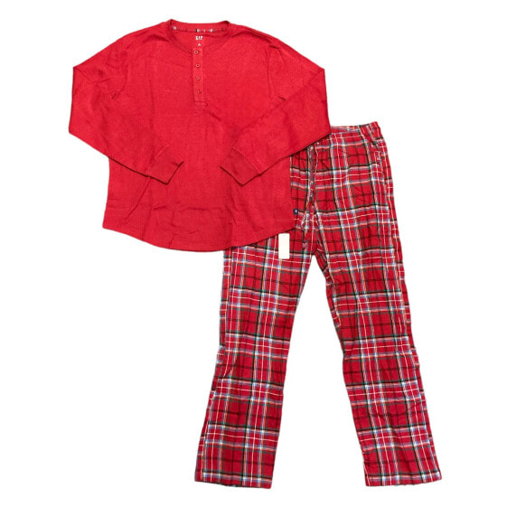 GAP Men's Long Sleeve Thermal Shirt and Flannel Pant 2 Piece Pajama Set