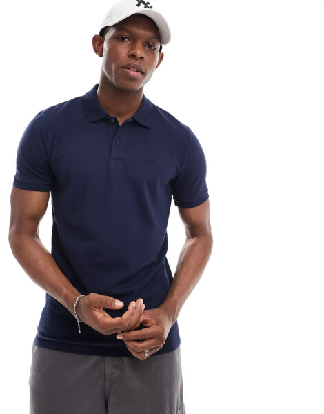 Hollister icon logo pique polo in navy