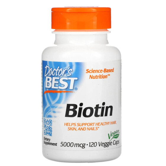 Витамины для здоровья кожи Doctor's Best Biotin, 10,000 mcg, 120 Veggie Caps
