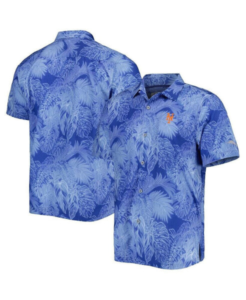 Men's Royal New York Mets Bahama Coast Luminescent Fronds IslandZone Button-Up Camp Shirt