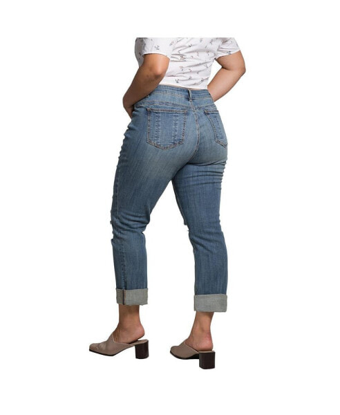 Plus Size Slightly Roll Up Boyfriend Jeans