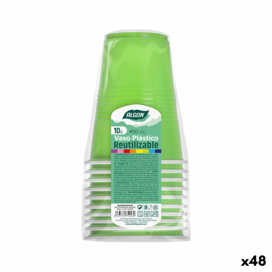 Набор многоразовых стаканов Algon Зеленый 48 штук 450 мл (10 предметов)