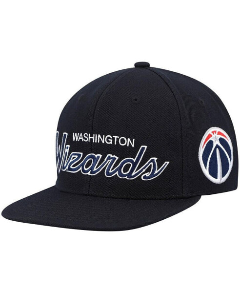 Men's Black Washington Wizards Hardwood Classics Script 2.0 Snapback Hat