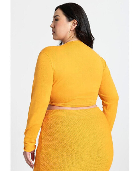 Plus Size Surplice Tie Waist Sweater Top