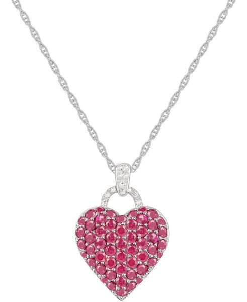Sapphire (1-3/4 ct. t.w.) and Diamond Accent Heart Pendant Necklace in Sterling Silver (Also Available in Ruby and Pink Sapphire)
