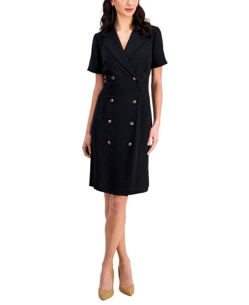 Women's Double-Breasted Short-Sleeve Sheath Dress