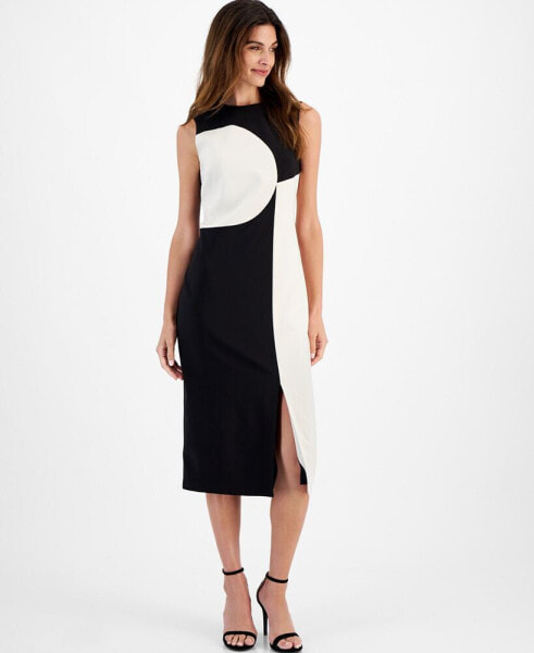 Women's Sleeveless Colorblocked Midi Dress