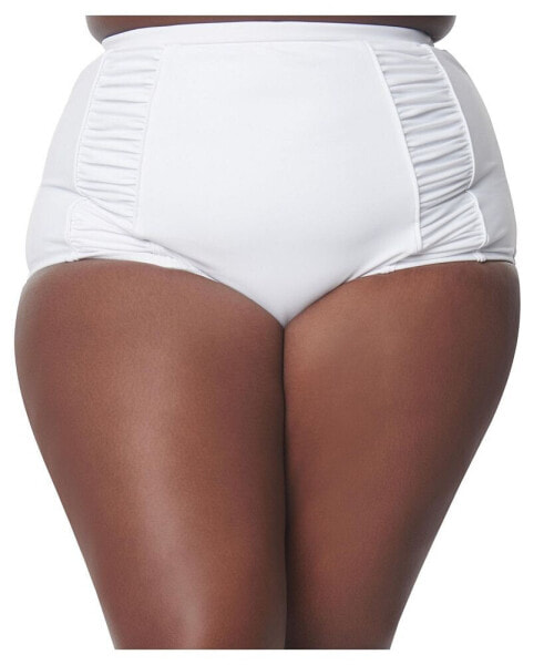 Plus Size Ruched High Waisted Swim Bottoms