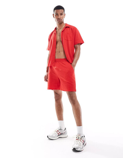 Reclaimed Vintage jersey short in red co ord