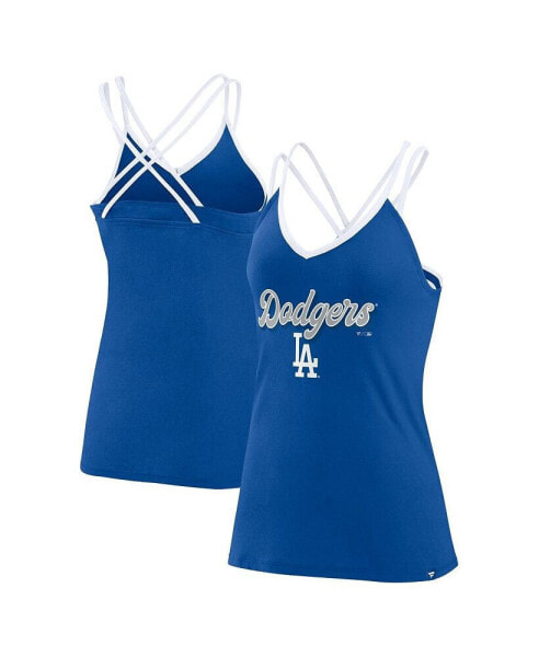 Women's Royal Los Angeles Dodgers Go For It Strappy V-Neck Tank Top