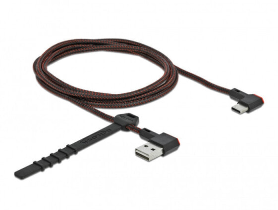 Кабель USB 2.0 Delock EASY-USB Type-A male to USB Type-C™ male угловой левый / правый 1.5 м черный - 1.5 м - USB A - USB C - USB 2.0 - Черный