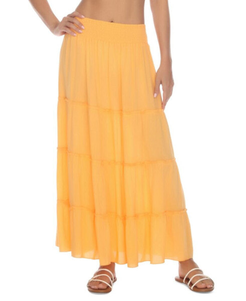 Women's Smocked-Waist Tiered Skirt Cover-Up