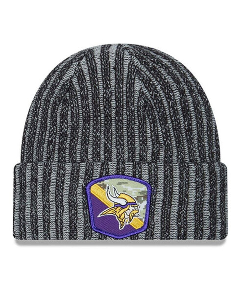 Youth Boys Black Minnesota Vikings 2023 Salute To Service Cuffed Knit Hat