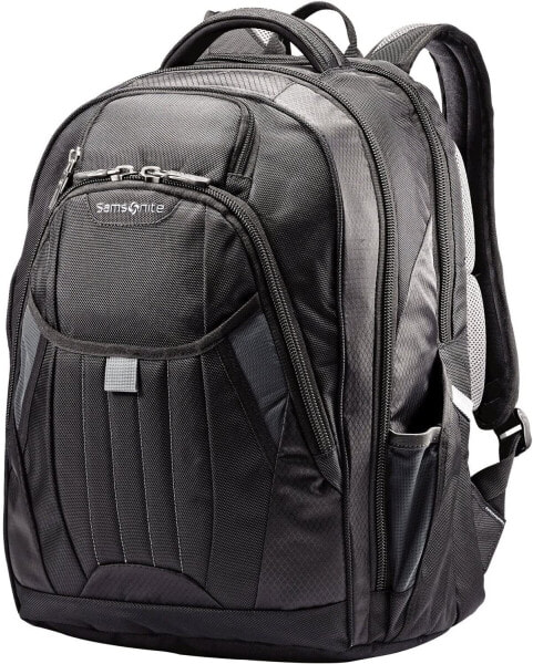 Мужской городской рюкзак черный с карманом Samsonite Tectonic 2 Large Backpack, Black/Orange, 18 x 13.3 x 8.6