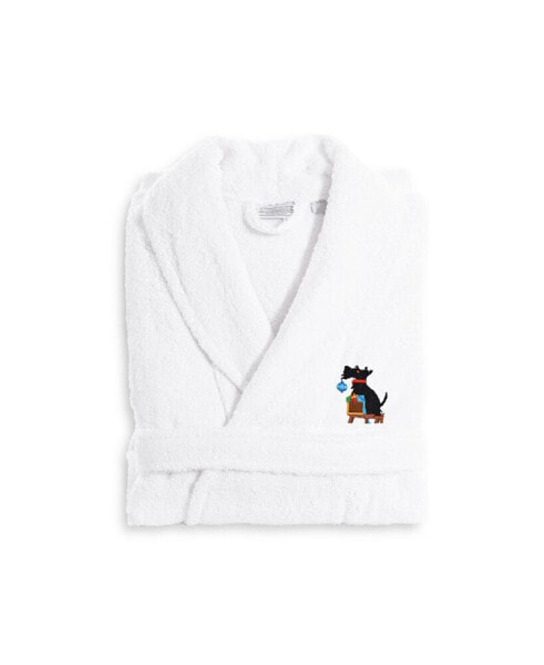 Textiles Embroidered Luxury and Terry Bathrobe - Christmas Dog
