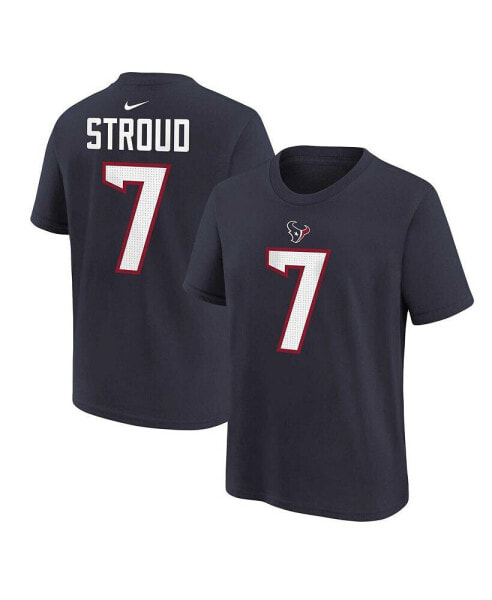 Футболка для малышей Nike C.J. Stroud Navy Houston Texans с именем и номером игрока