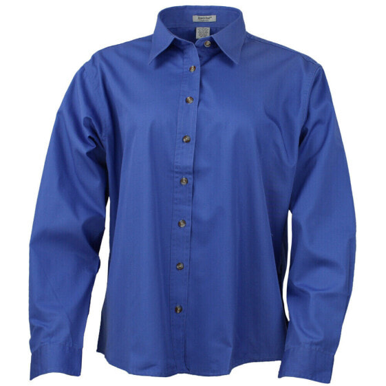 River's End Ezcare Woven Long Sleeve Button Up Shirt Womens Blue Casual Tops 635