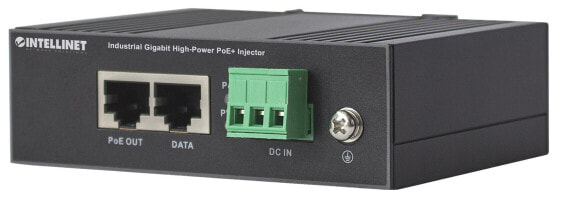 Intellinet Industrial Gigabit High-Power PoE+ Injector - 1 x 30 W Port - IEEE 802.3at/af Power over Ethernet (PoE+/PoE) - Metal Housing - Gigabit Ethernet - 10,100,1000 Mbit/s - IEEE 802.3 - IEEE 802.3ab - IEEE 802.3af - IEEE 802.3at - IEEE 802.3u - Black - PoE - Po
