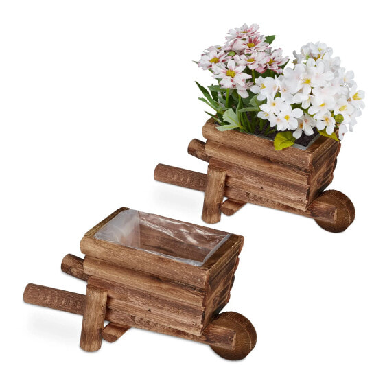 Аксессуар для комнатных растений Relaxdays Набор из 2 деревянных цветочных колесниц