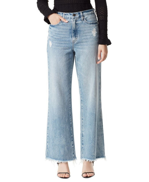 Women's Codie High-Rise Wide-Leg Fringe-Hem Jeans