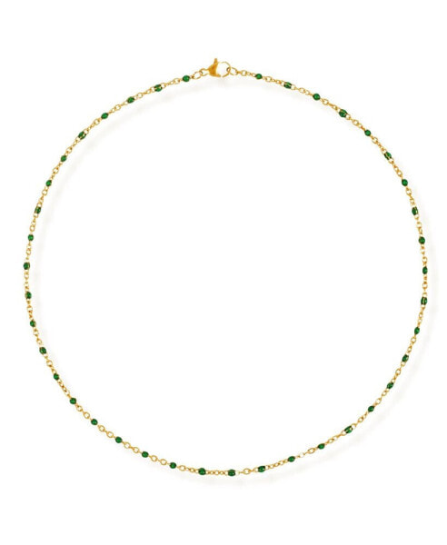 Evie Green Dainty Enamel Beaded Necklace