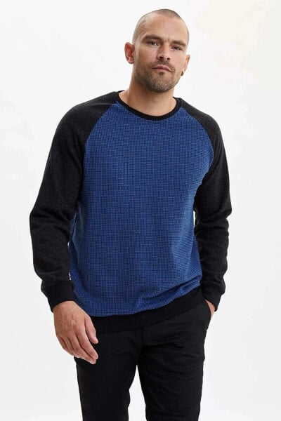 Erkek Mavi Jakarlı Sweatshirt M5439AZ.19AU.BE46