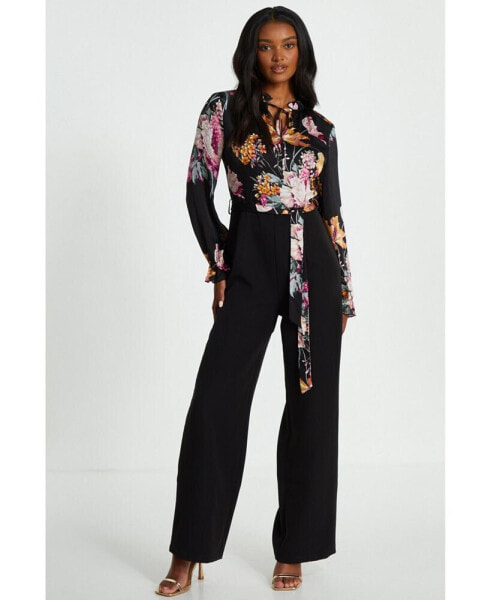 Women's Floral Woven 2-In-1 Jumpsuit