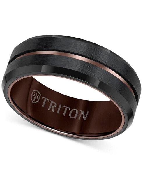 Men's Brush Finished Center Line Band in Black Tungsten Carbide