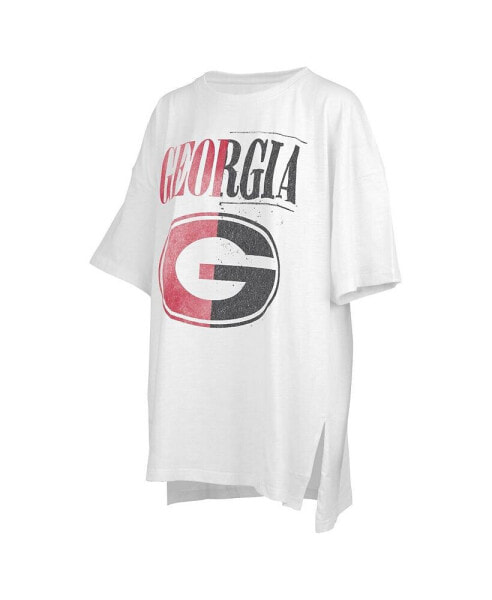 Women's White Distressed Georgia Bulldogs Lickety-Split Oversized T-shirt