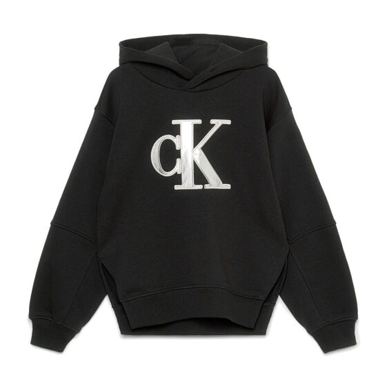 CALVIN KLEIN JEANS Metallic Satin Monogram hoodie