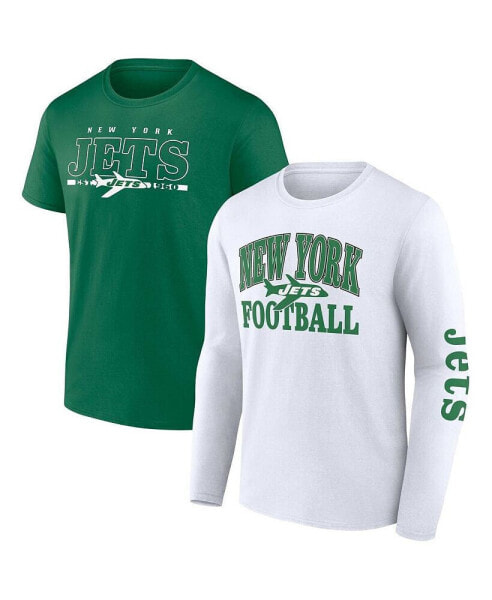 Men's White, Kelly Green New York Jets Throwback T-shirt Combo Set