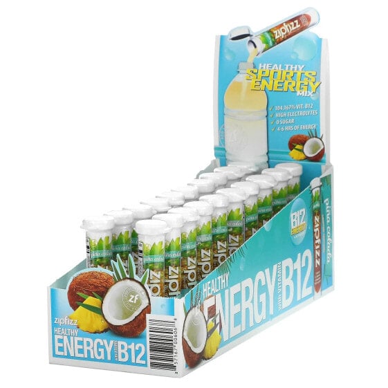 Zipfizz, Healthy Energy, энергетическая добавка с витамином B12, со вкусом пина колады, 20 тюбиков по 11 г (0,39 унции)