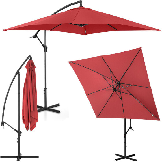 Садовый зонт на квадратном выносе 250 x 250 см бордовый Uniprodo