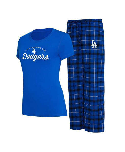 Women's Royal, Black Los Angeles Dodgers Arctic T-shirt and Flannel Pants Sleep Set
